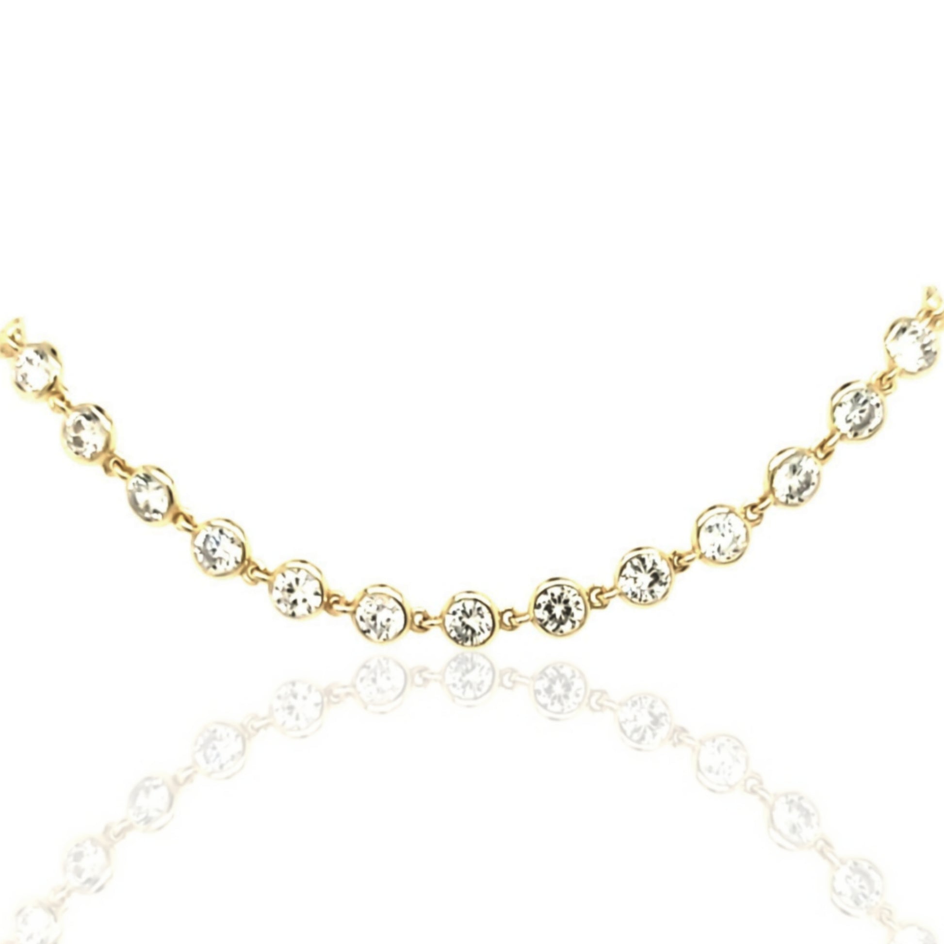 Sterling Silver CZ Tennis Soft Bar Choker Necklace - HK Jewels