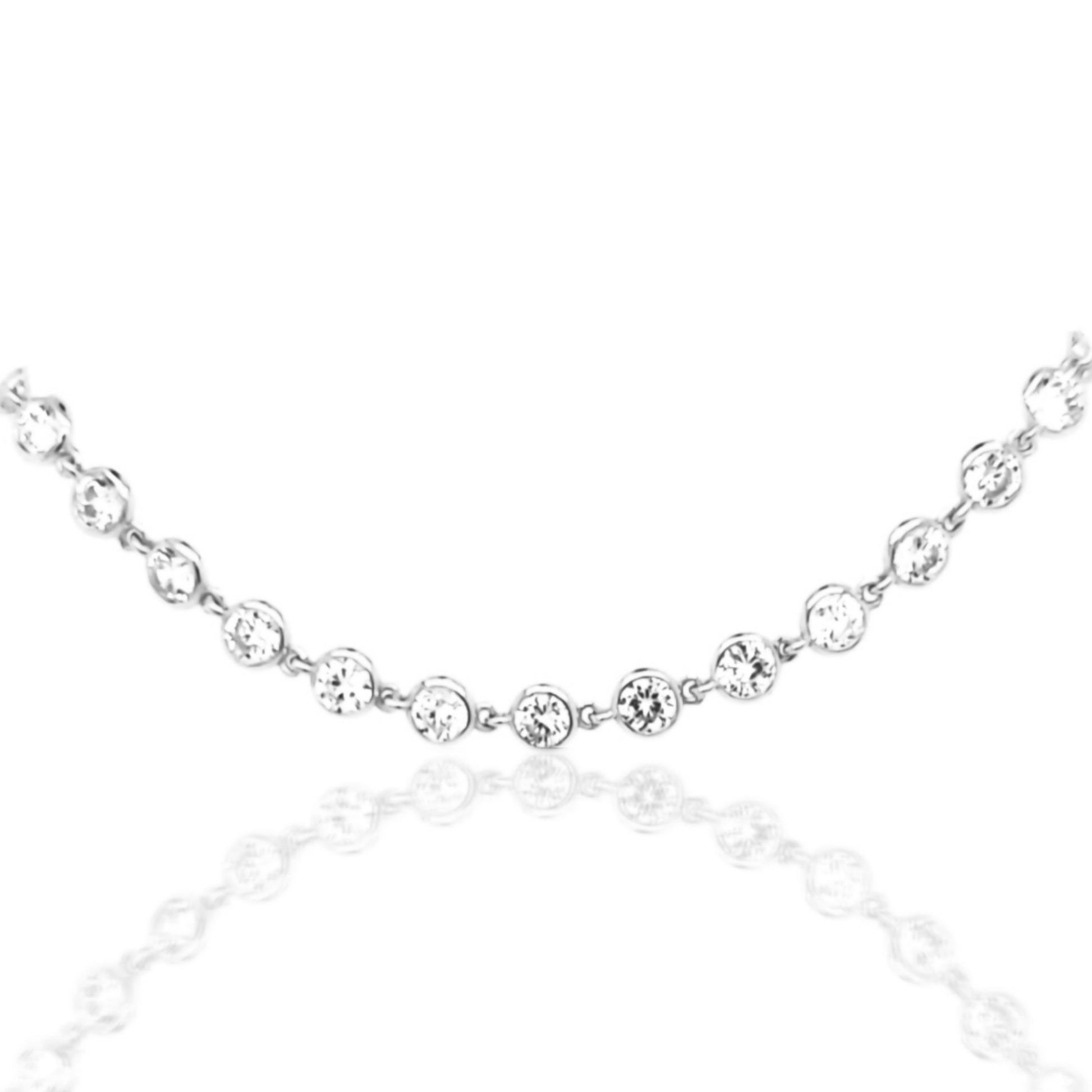 Sterling Silver CZ Tennis Soft Bar Choker Necklace - HK Jewels