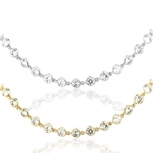 Sterling Silver CZ Tennis Soft Bar Choker Necklace - HK Jewels