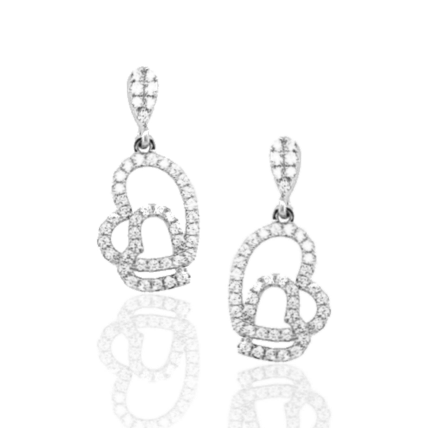 Sterling Silver Interlocking Hearts And CZ Earrings - HK Jewels