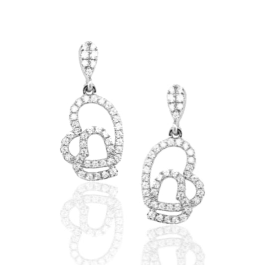 Sterling Silver Interlocking Hearts And CZ Earrings - HK Jewels