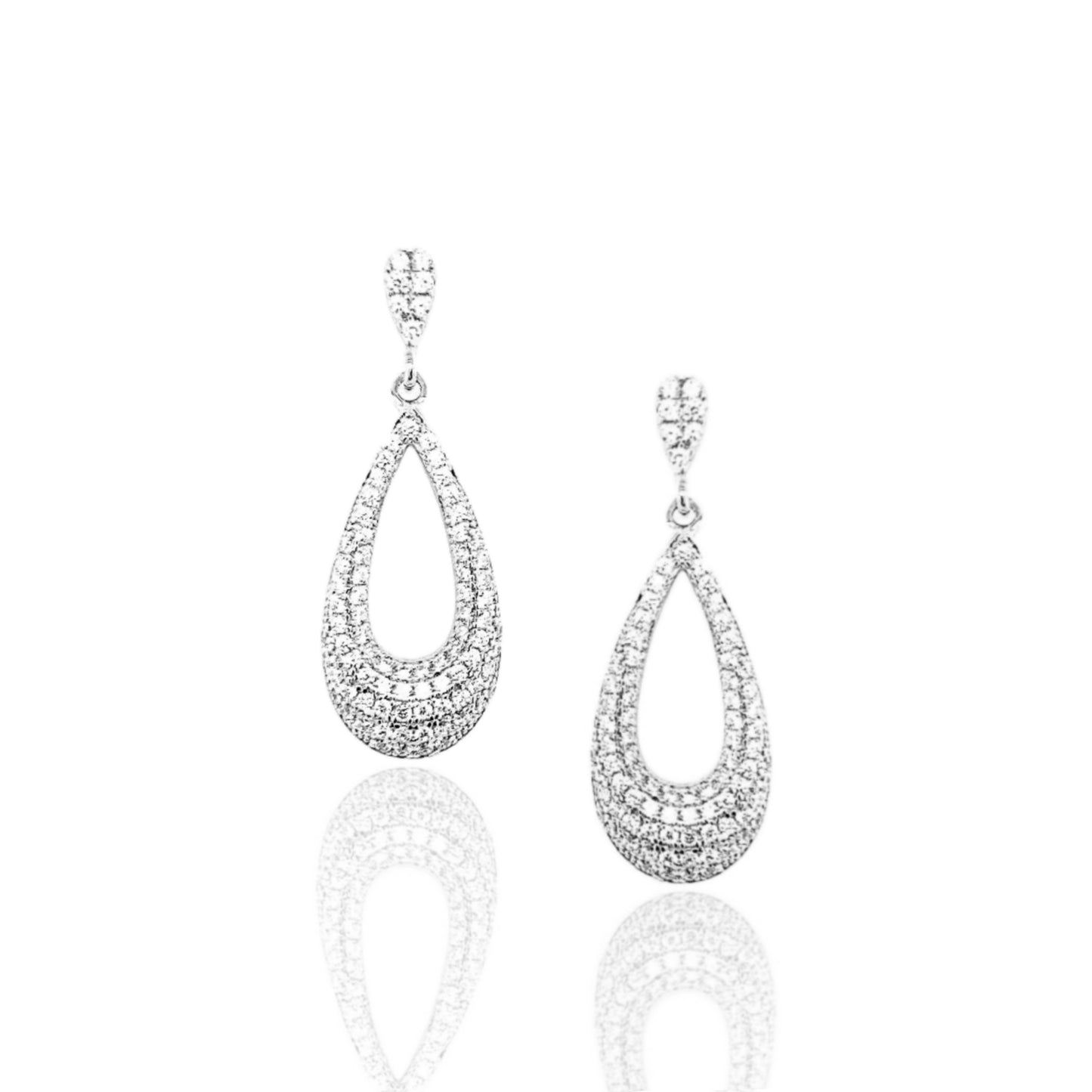 Sterling Silver Micropave CZ Teardrop Earring - HK Jewels