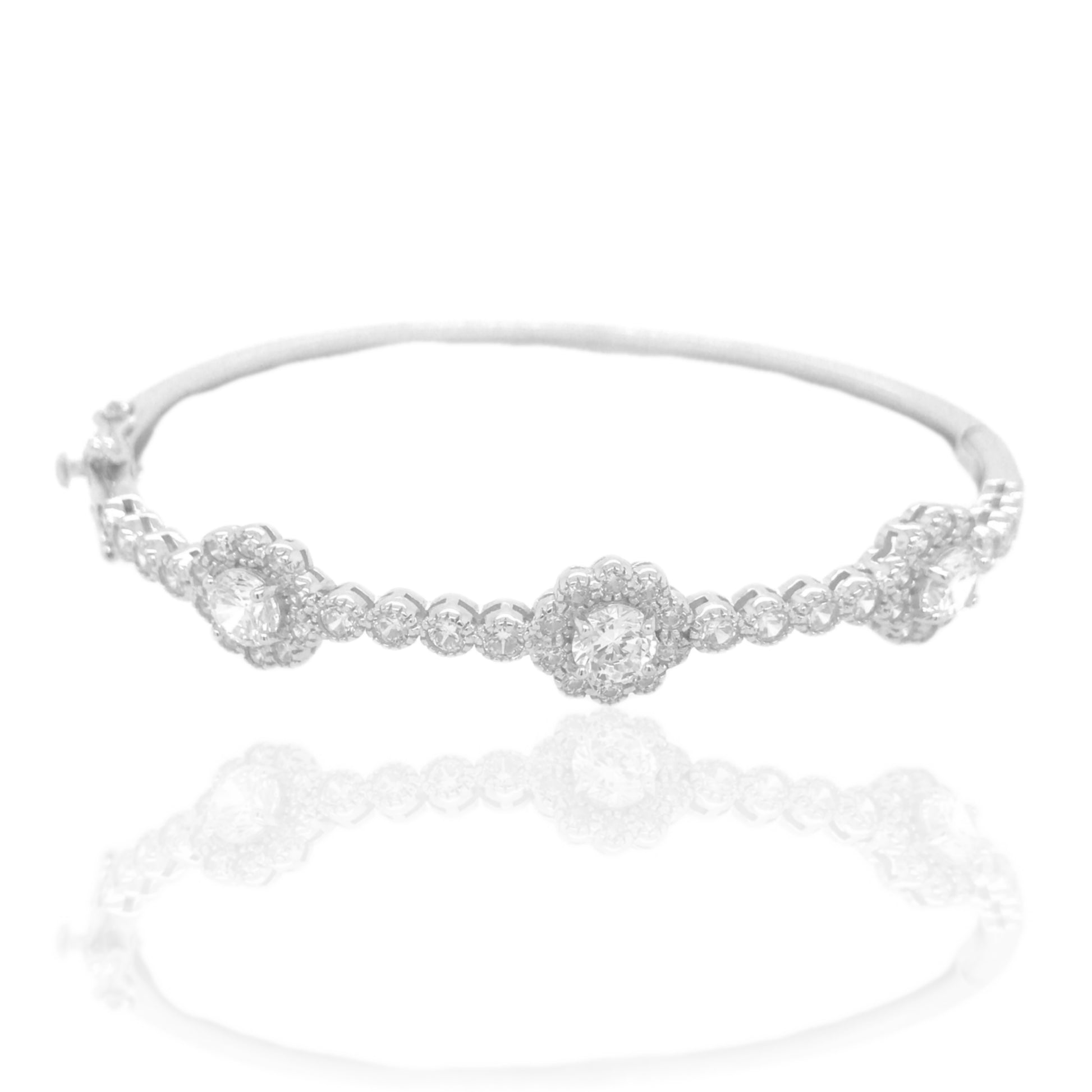 Sterling Silver And CZ Bangle Bracelet - HK Jewels