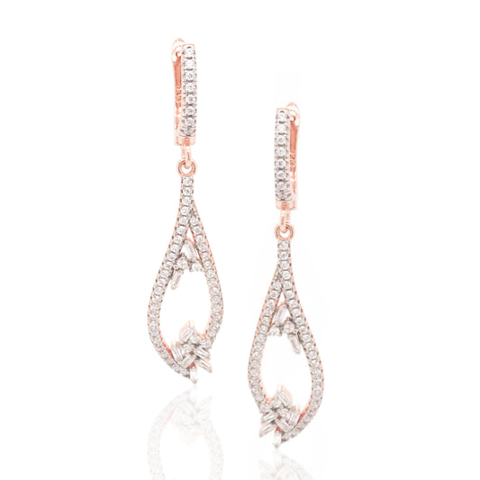 Rose Gold Plated Sterling Silver Long Teardrop Earring - HK Jewels