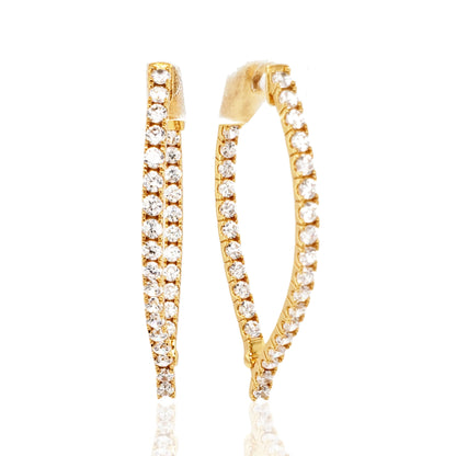 Sterling Silver Flame Hoop Earrings with 2mm CZs | HK Jewels - HK Jewels