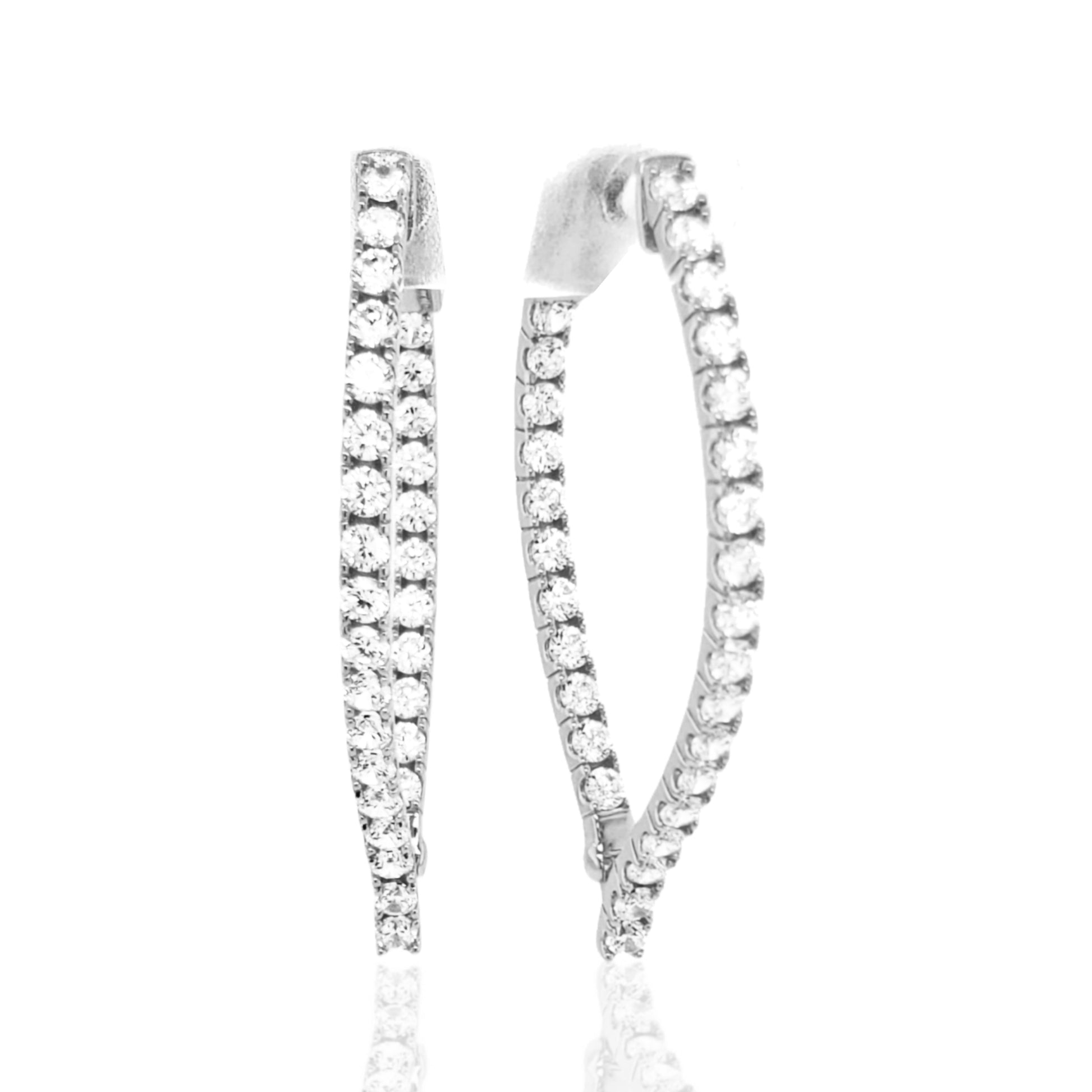 Sterling Silver Flame Hoop Earrings with 2mm CZs | HK Jewels - HK Jewels