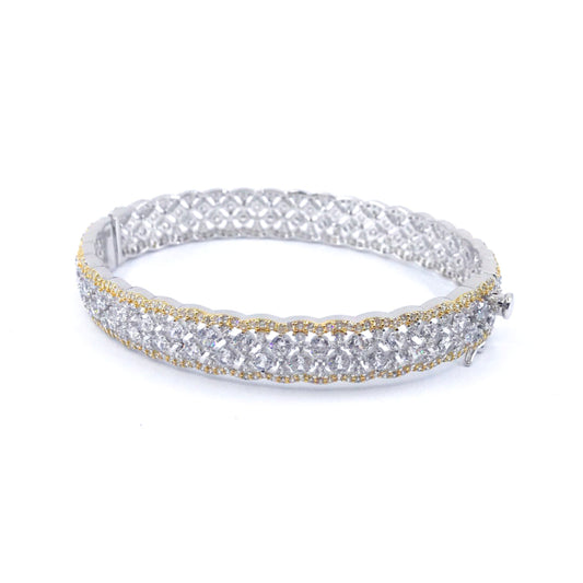 Sterling Silver Two-Tone Bangle - HK Jewels