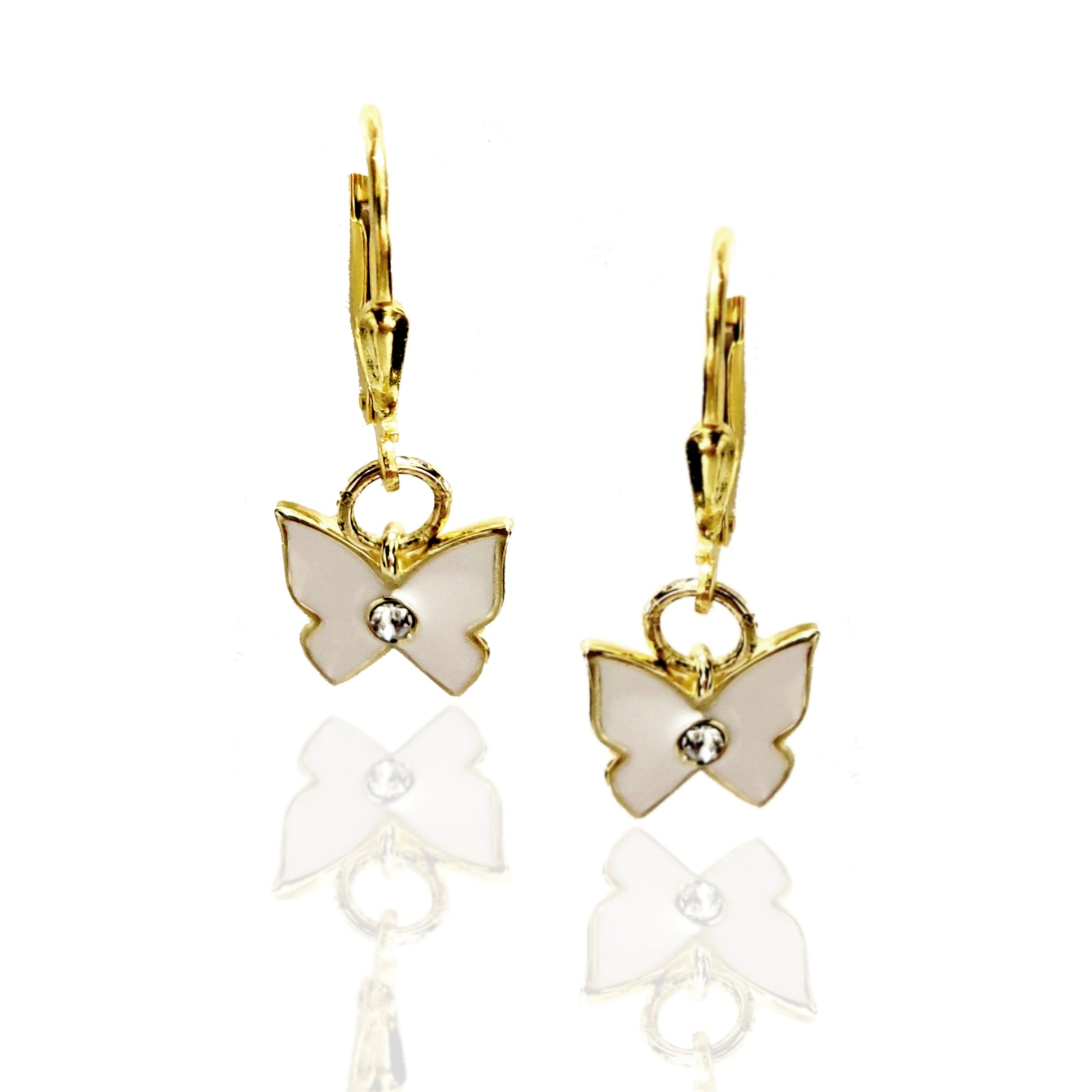 Gold Plated Sterling Silver Butterfly Earrings - HK Jewels