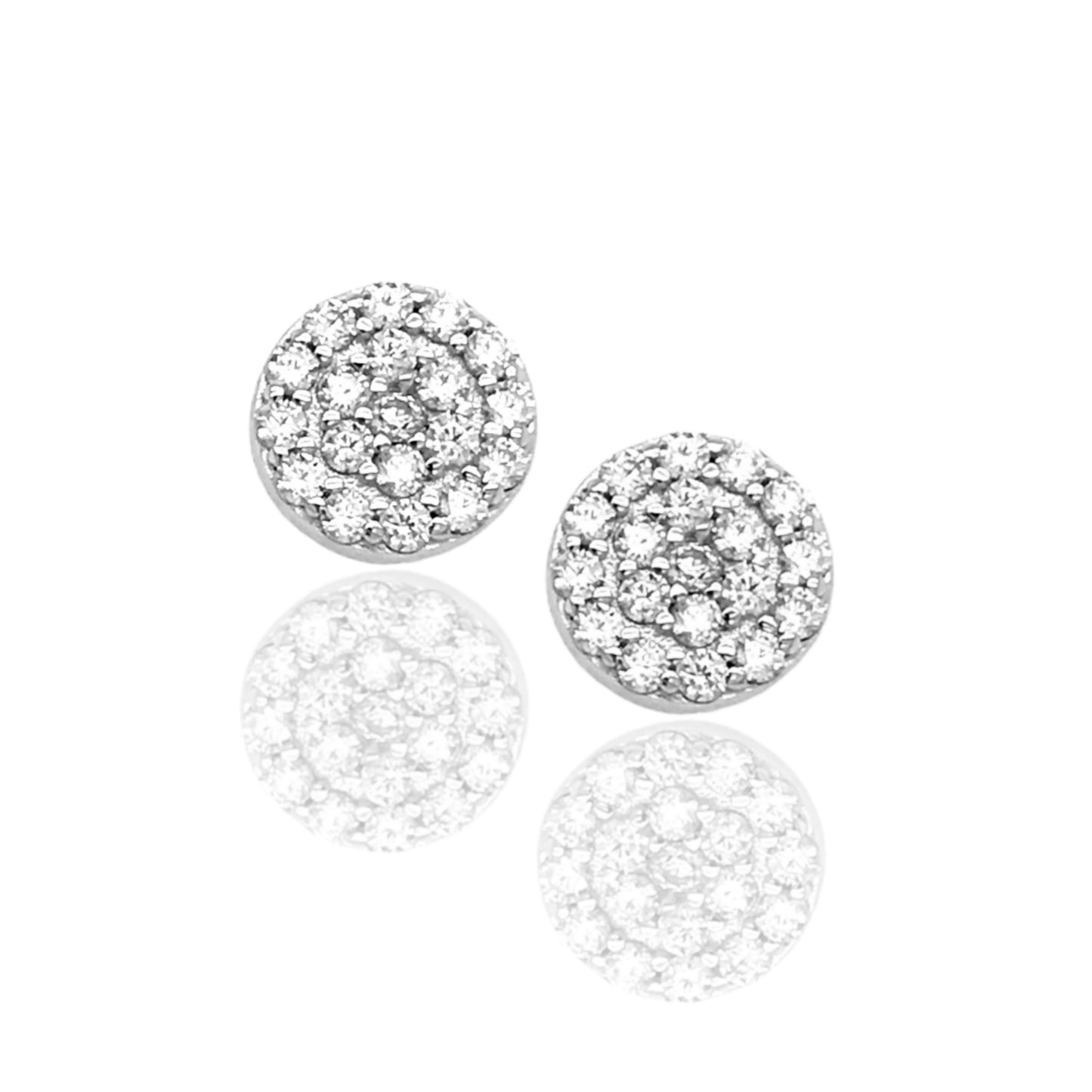 Sterling Silver Small Circle MicroPave CZ Studs - HK Jewels