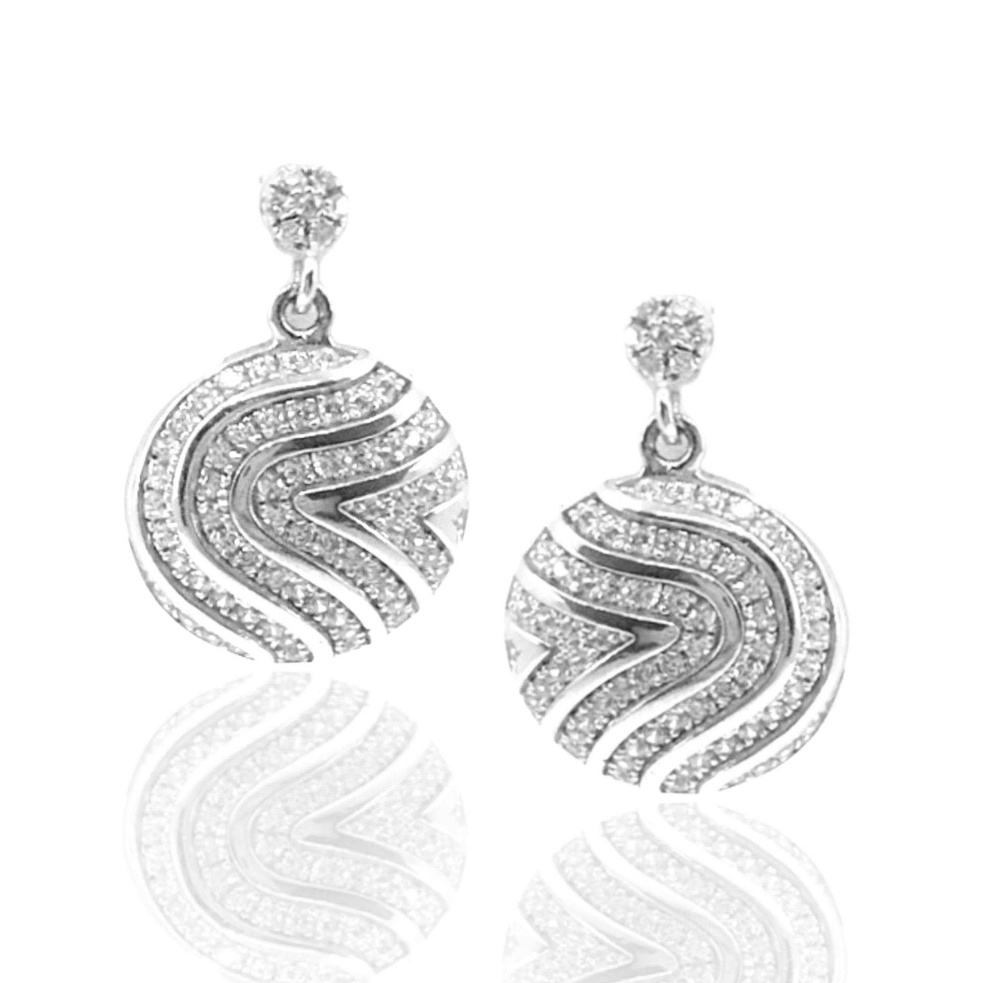 Sterling Silver Micro Pave CZ Swirl Circle Earrings - HK Jewels