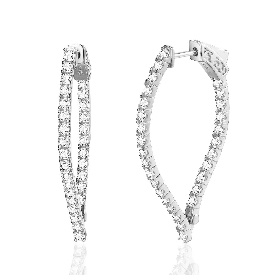 Sterling Silver Flame Hoop Earrings with 2mm CZs | HK Jewels - HK Jewels