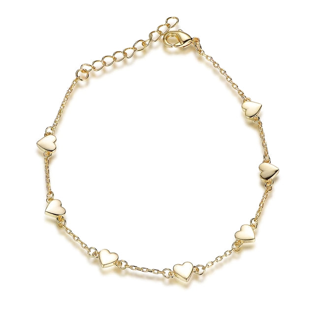 Gold Plated Sterling Silver Heart Bracelet - HK Jewels
