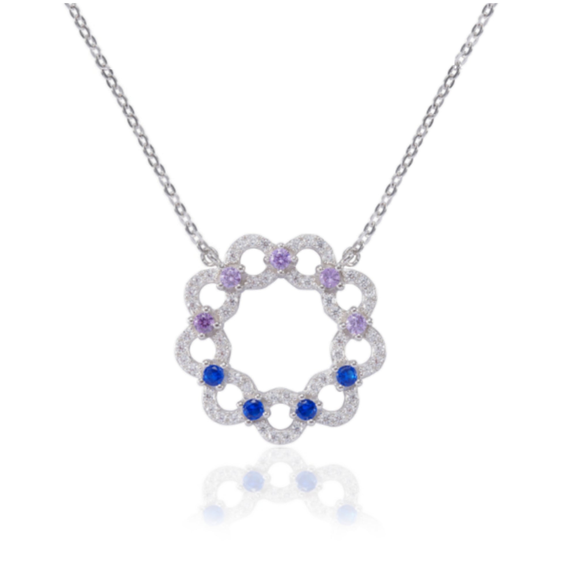Sterling Silver Colorful Necklace - HK Jewels