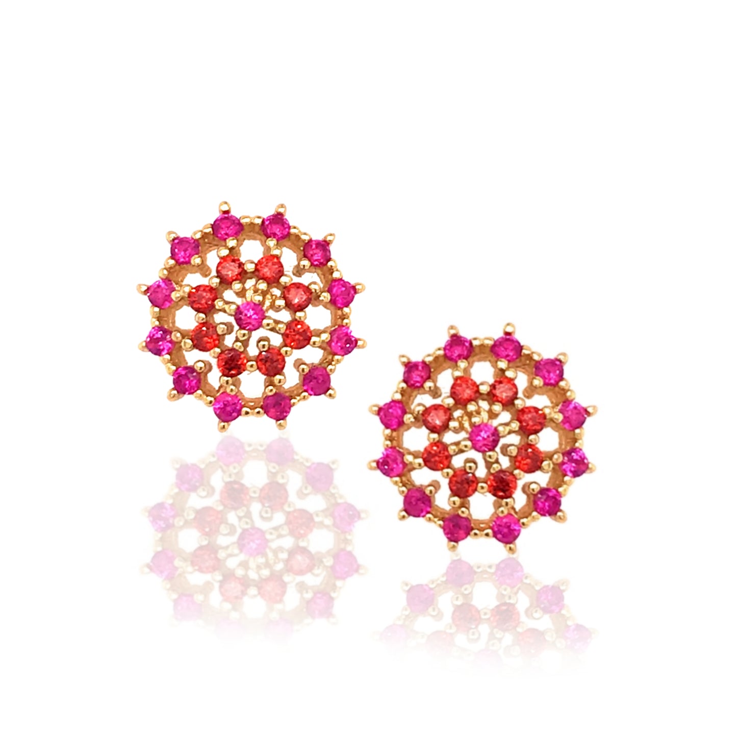 Gold Plated Sterling Silver Round Stud Earrings - HK Jewels