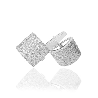 Sterling Silver Micropave Arc Cufflinks - HK Jewels
