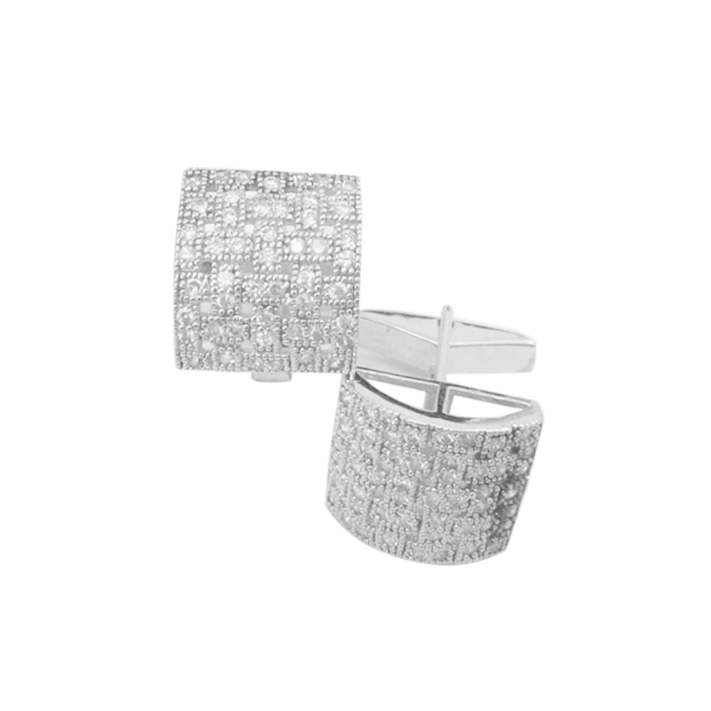 Sterling Silver Micropave Arc Cufflinks - HK Jewels