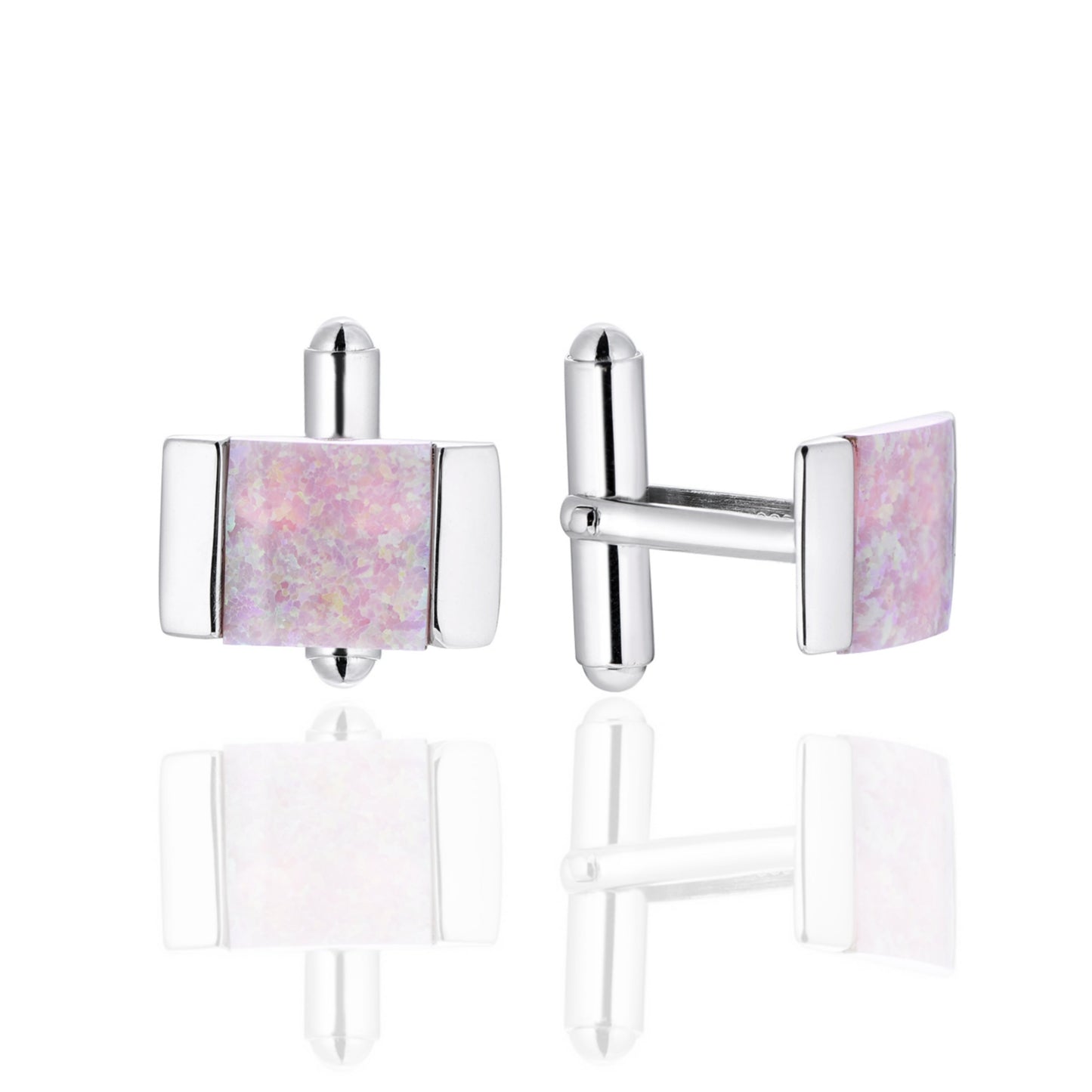 Sterling Silver Rectangular Opal Cufflinks - HK Jewels