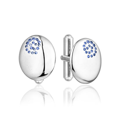 Sterling Silver Oval Swirled CZ Cufflinks - HK Jewels