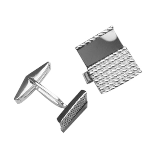 Sterling Silver and Black Onyx Rectangular Cufflinks - HK Jewels