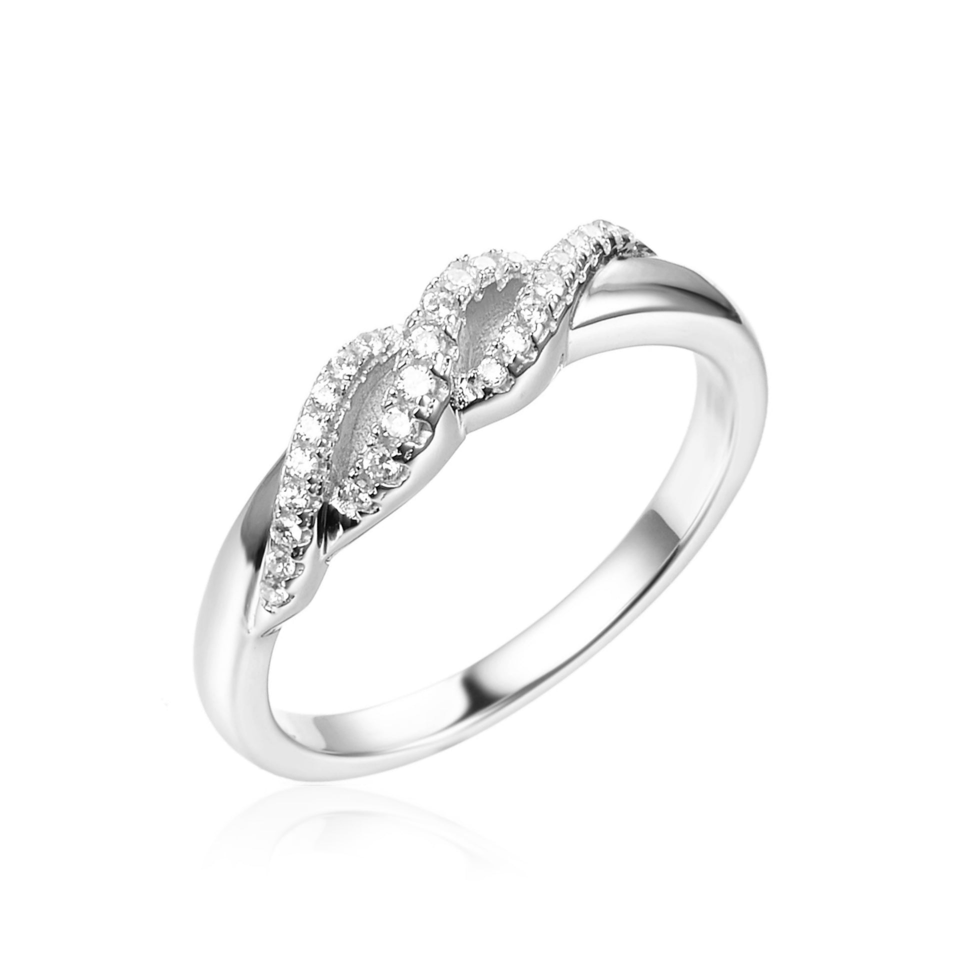 Sterling Silver Micropave Double Swirl CZ Ring - HK Jewels