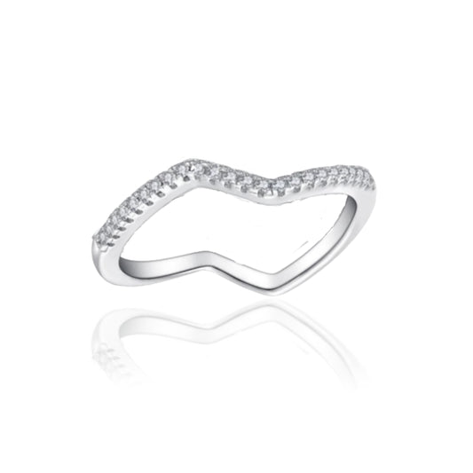 Sterling Silver Micropave CZ Wavy Ring - HK Jewels