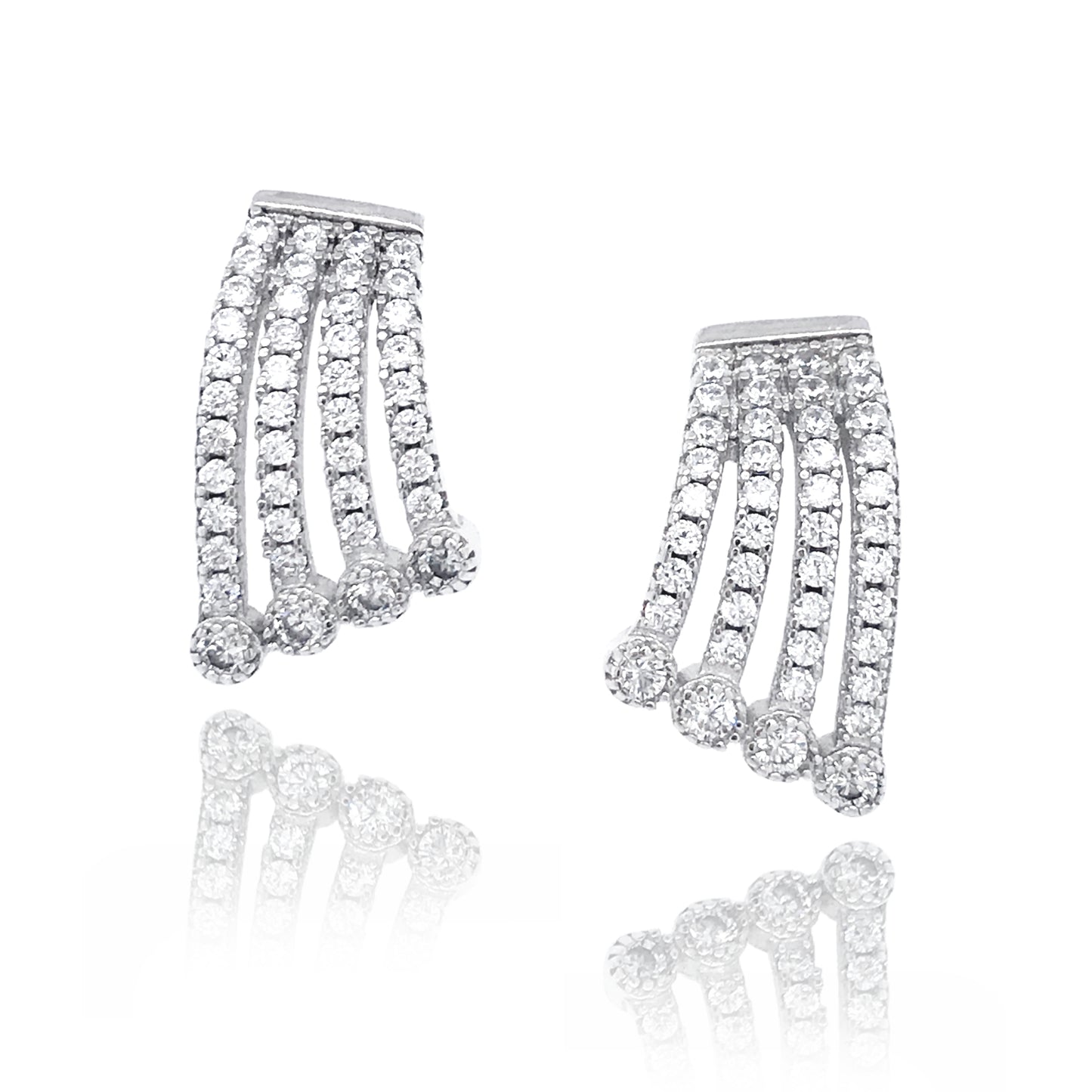 Sterling Silver MicroPave Stud Earrings - HK Jewels