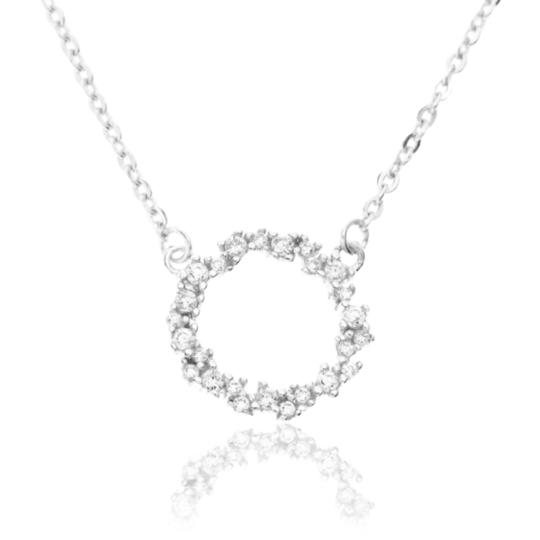 Sterling Silver Sprinkled "Diamond" Pendant Necklace - HK Jewels