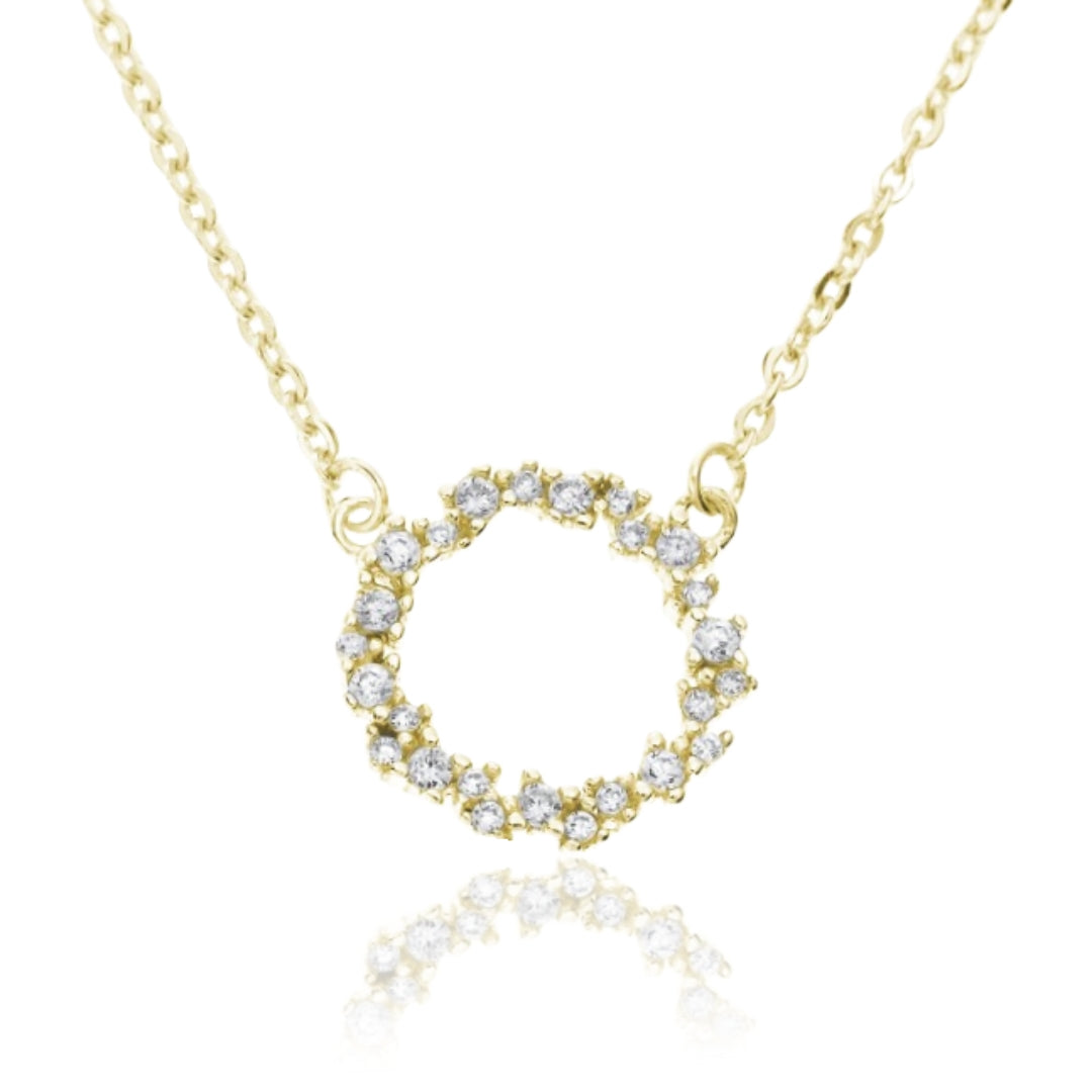 Sterling Silver Sprinkled "Diamond" Pendant Necklace - HK Jewels