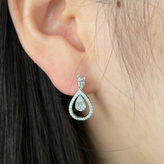 Sterling Silver Hanging Teardrop Post Earrings - HK Jewels