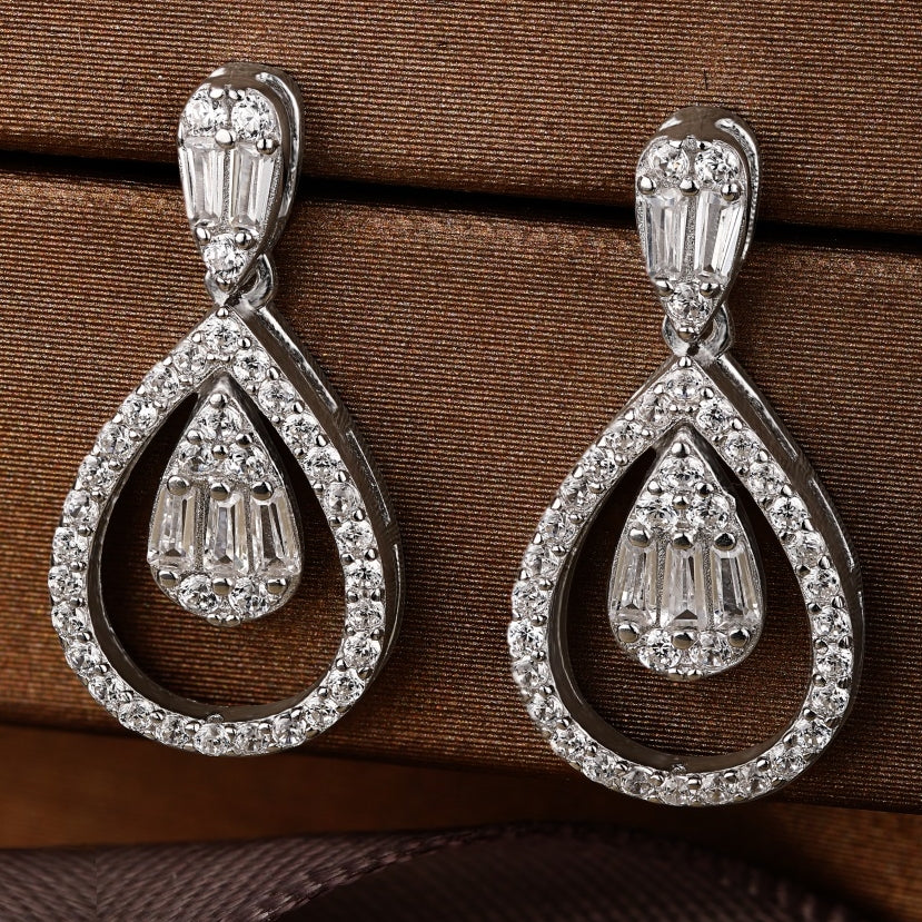 Sterling Silver Hanging Teardrop Post Earrings - HK Jewels