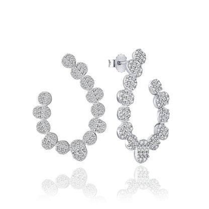 Sterling Silver Teardrop Side Hoop Baguette Earrings - HK Jewels
