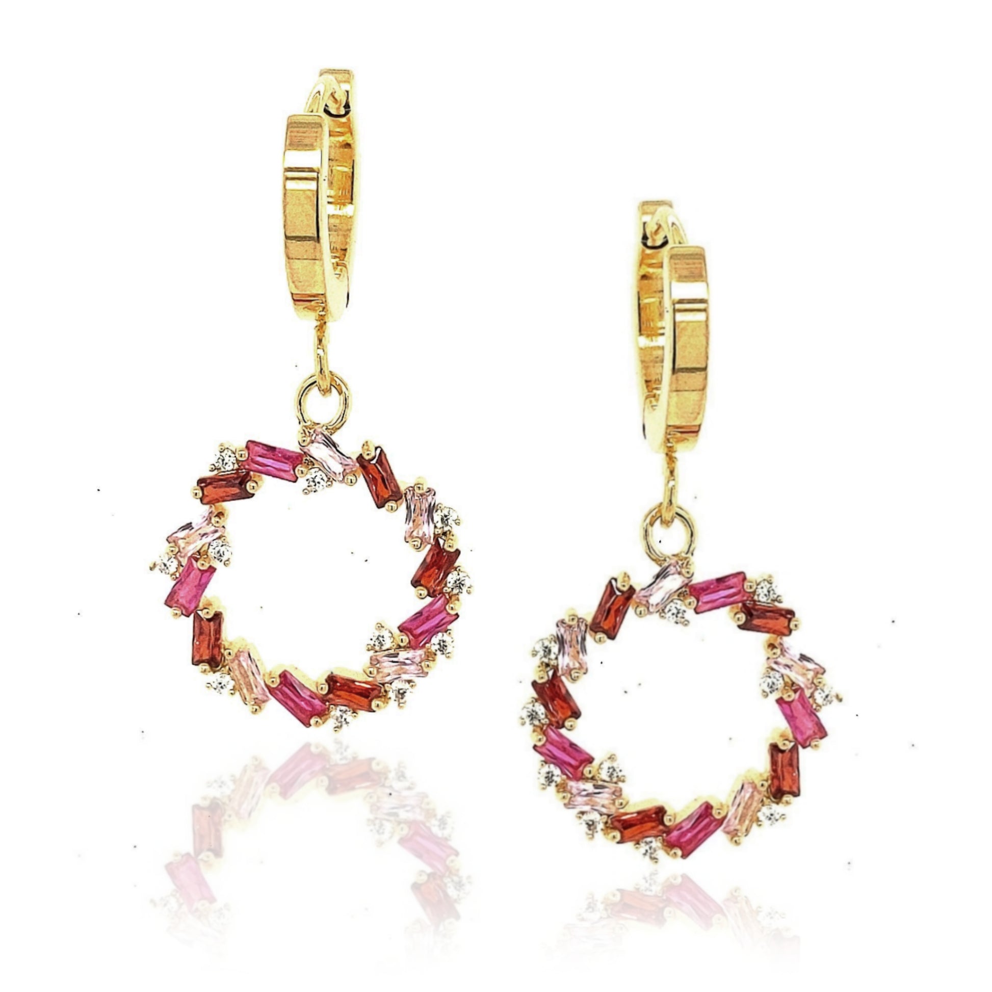 Gold Plated Surgical Steel Chasing Baguettes Circle Earring - HK Jewels