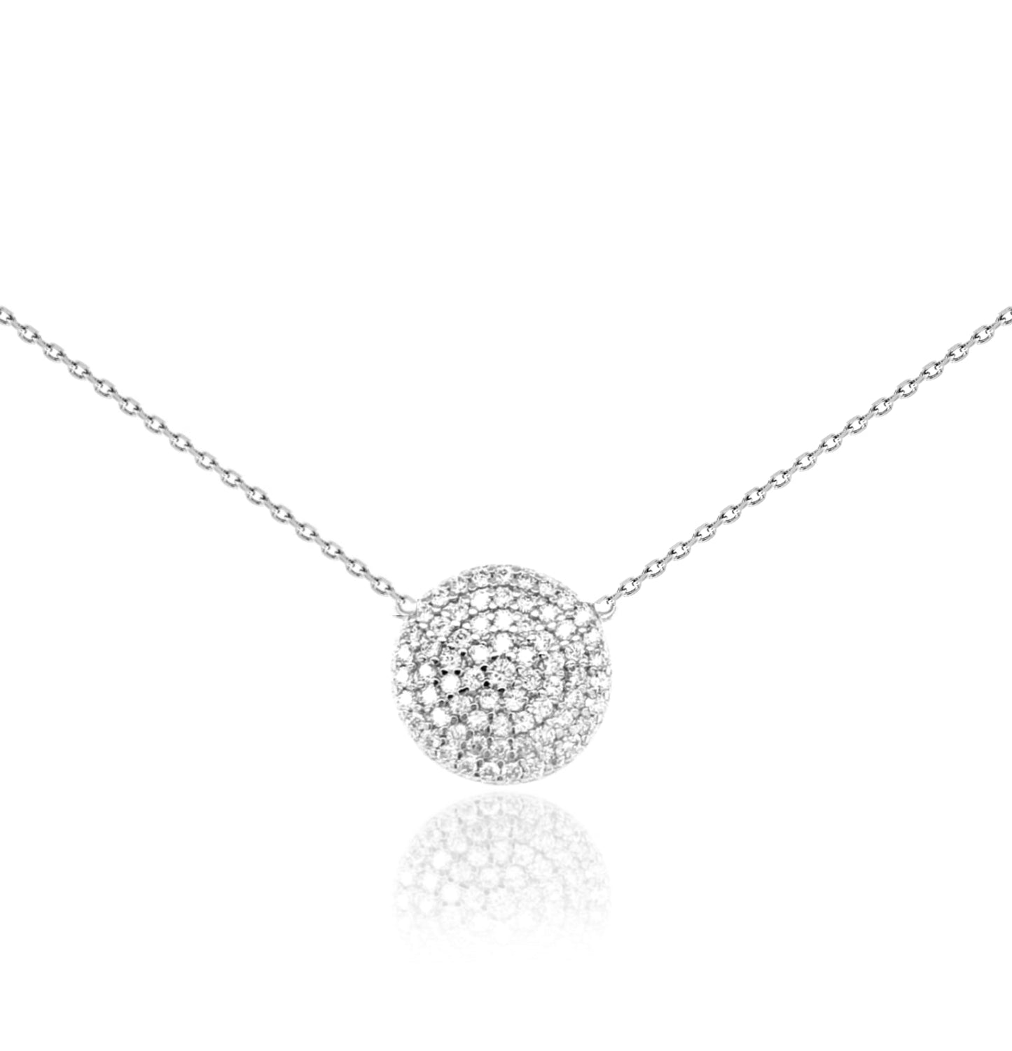 Sterling Silver Micropave Solitaire Necklace - HK Jewels