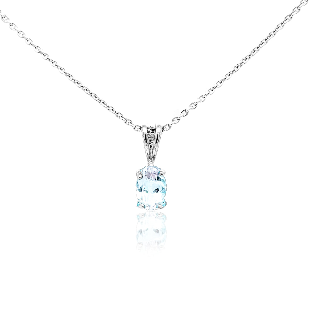 Sterling Silver Blue Rectangle Pendant - HK Jewels