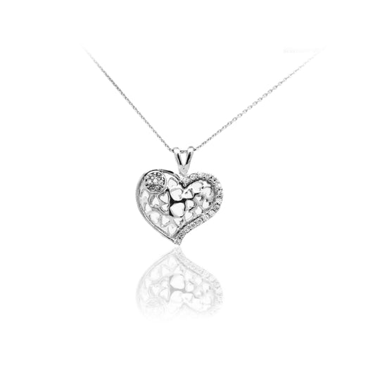 Sterling Silver Heart Micro Pave Pendant - HK Jewels