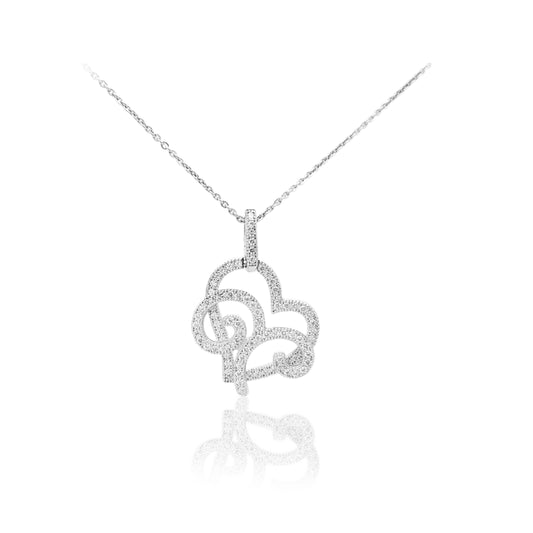 Sterling Silver Heart Micro Pave Pendant - HK Jewels