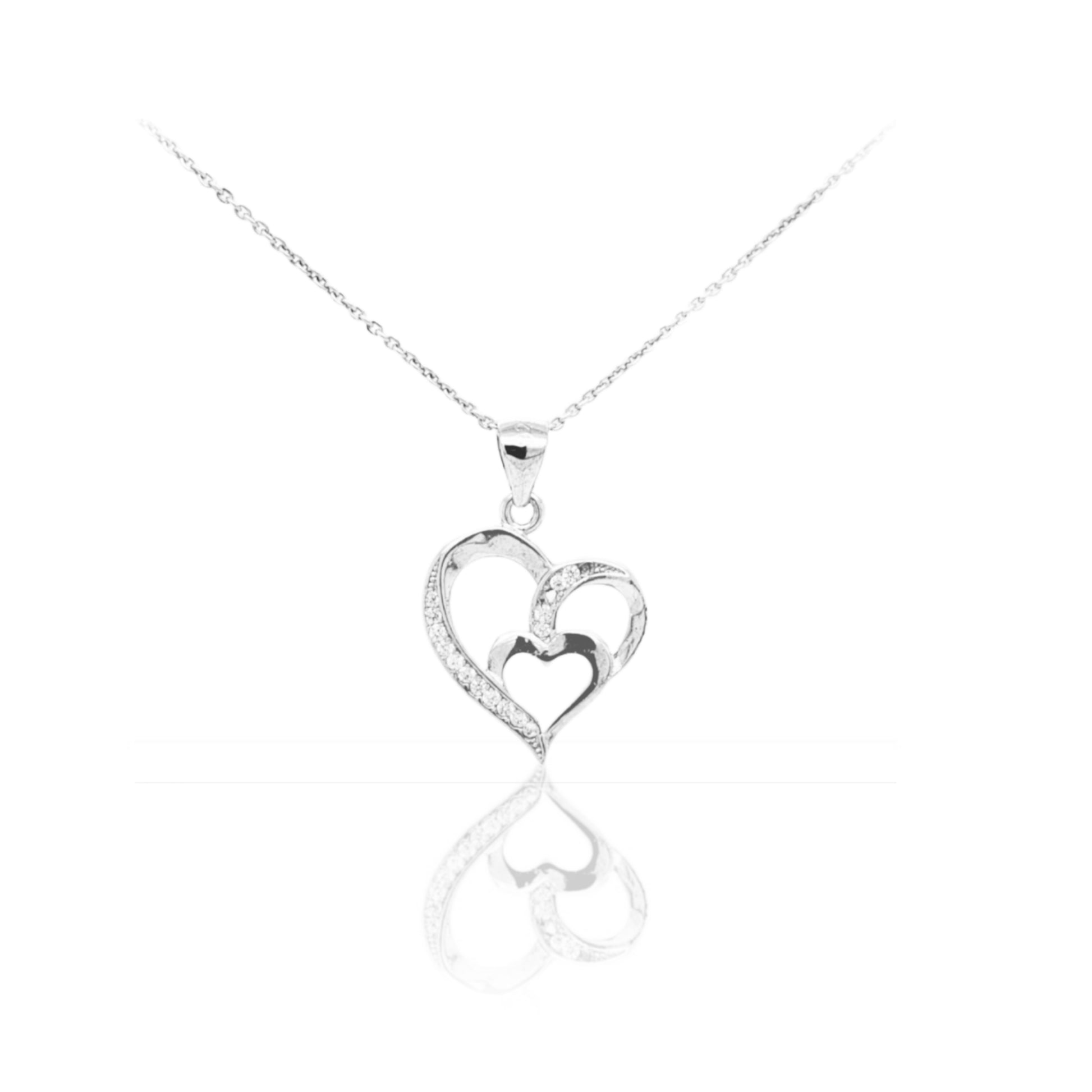 Sterling Silver Heart Micro Pave Pendant - HK Jewels