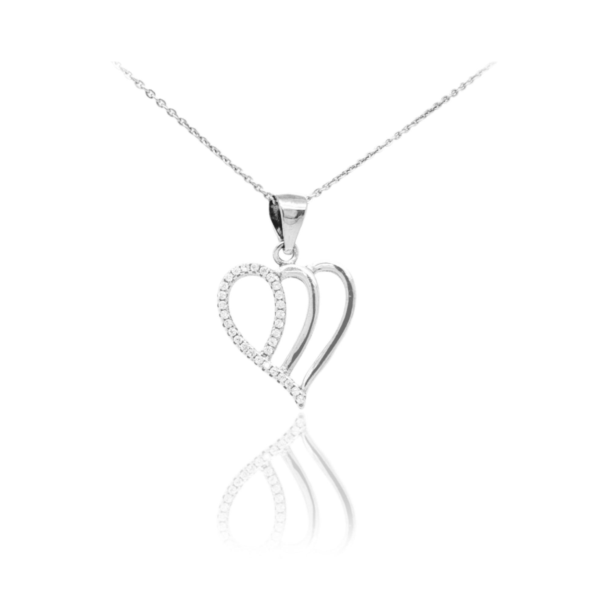 Sterling Silver Heart Micro Pave Pendant - HK Jewels