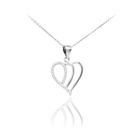 Sterling Silver Heart Micro Pave Pendant - HK Jewels