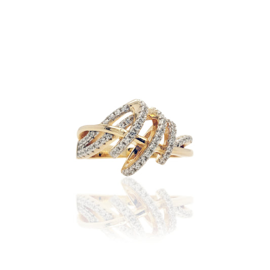 Gold Plated Sterling Silver CZ Swirl Ring - HK Jewels