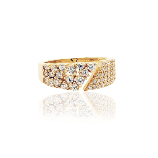Gold Plated Sterling Silver CZ Open Front Ring - HK Jewels