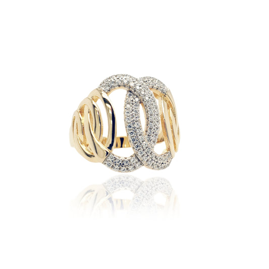 Gold Plated Sterling Silver CZ Ring - HK Jewels