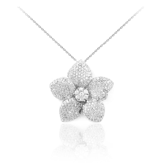 Sterling Silver Flower Pendant - HK Jewels