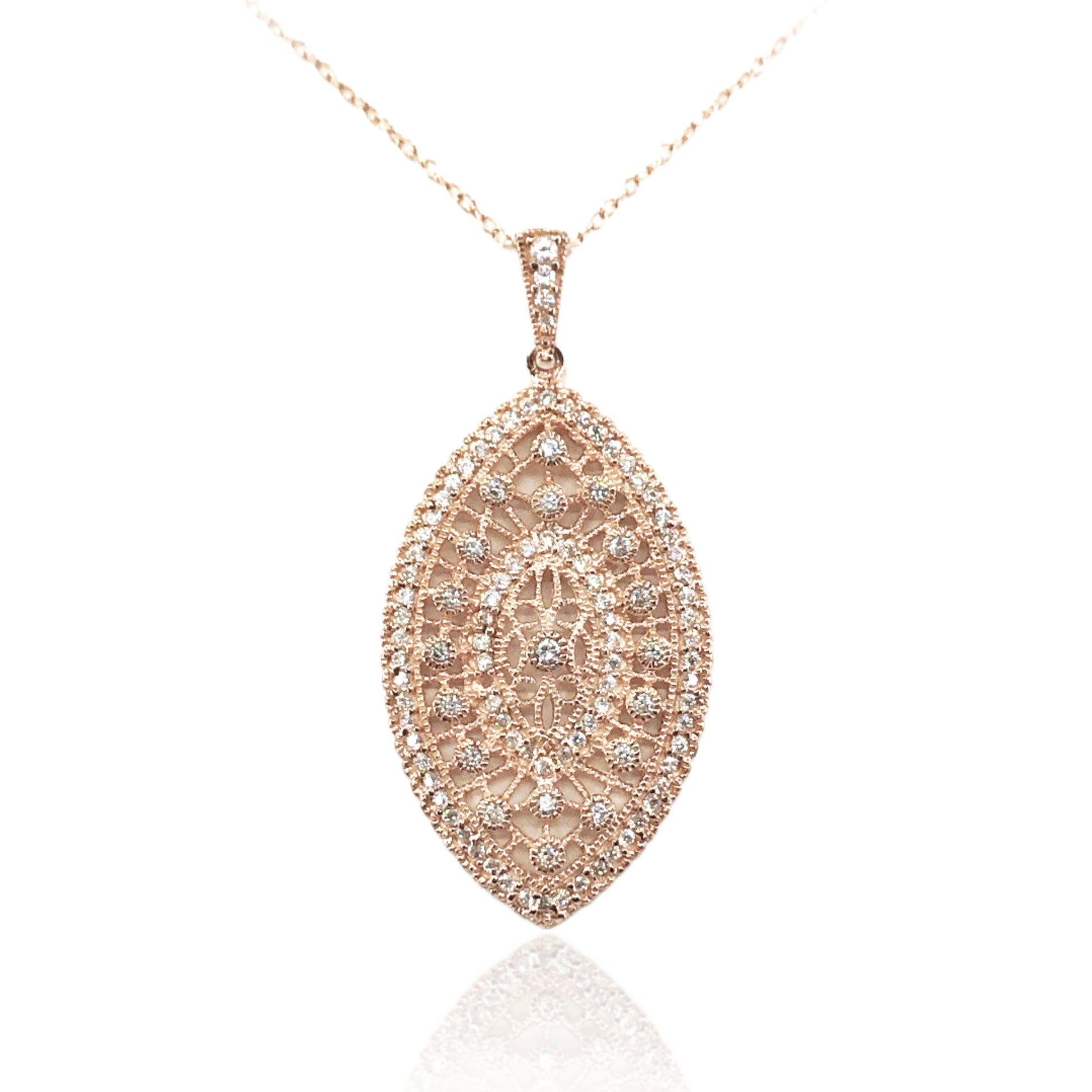 Rose Gold Plated Sterling Silver Marquis Pendant - HK Jewels