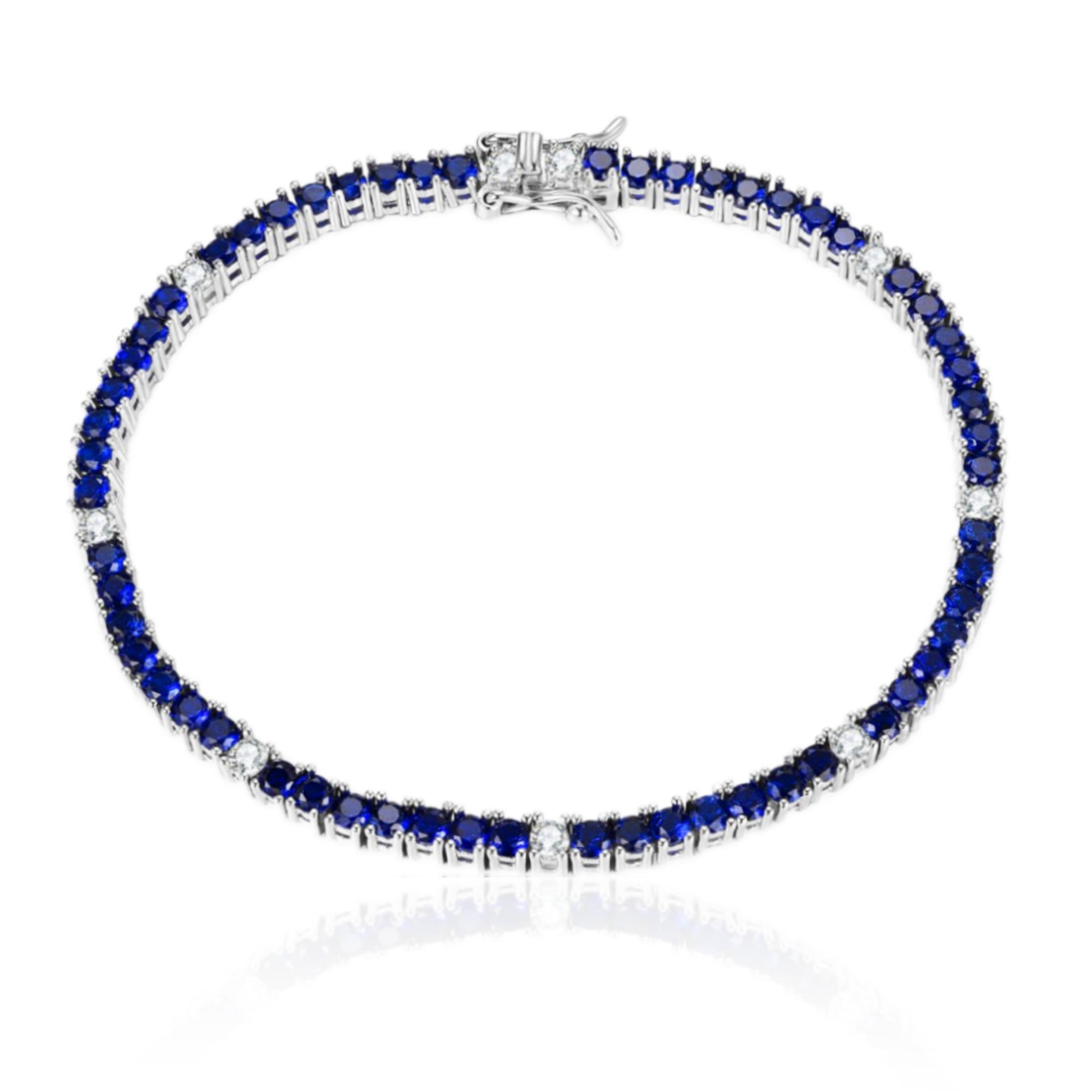 Sterling Silver Sapphire Colored CZ Stone Bracelets - HK Jewels