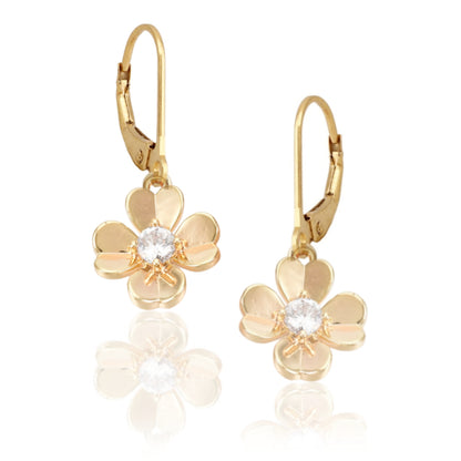 Surgical Steel Flower CZ Earrings - HK Jewels