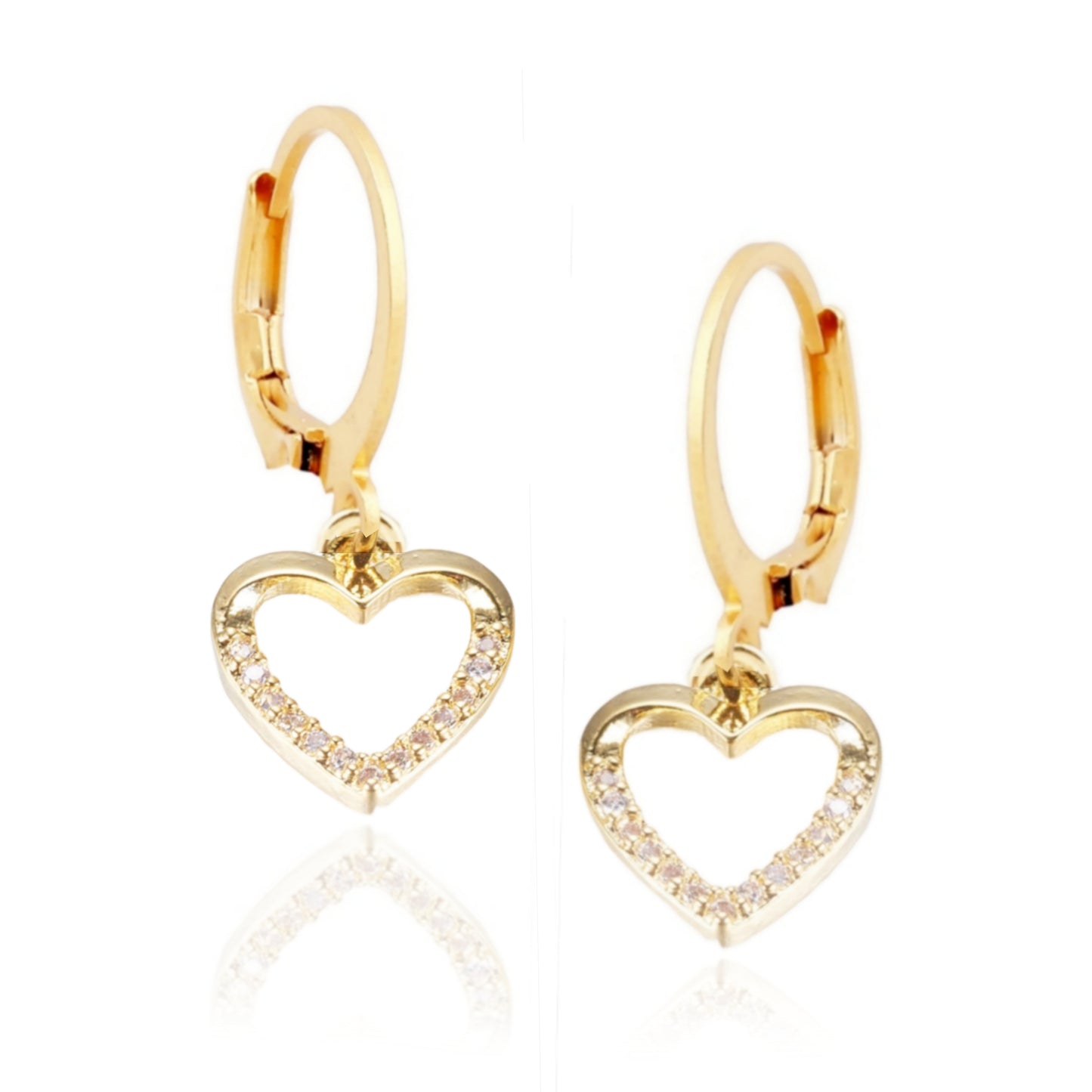 CZ Outlined Small Heart Surgical Steel Earrings - HK Jewels