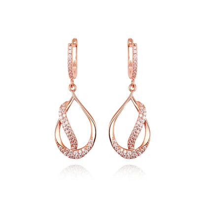 Sterling Silver Teardrop With CZ Diagonal Line Earring - HK Jewels