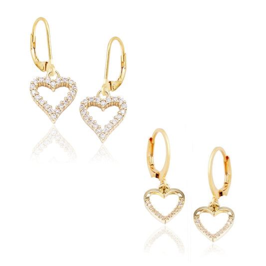 CZ Outlined Small Heart Surgical Steel Earrings - HK Jewels