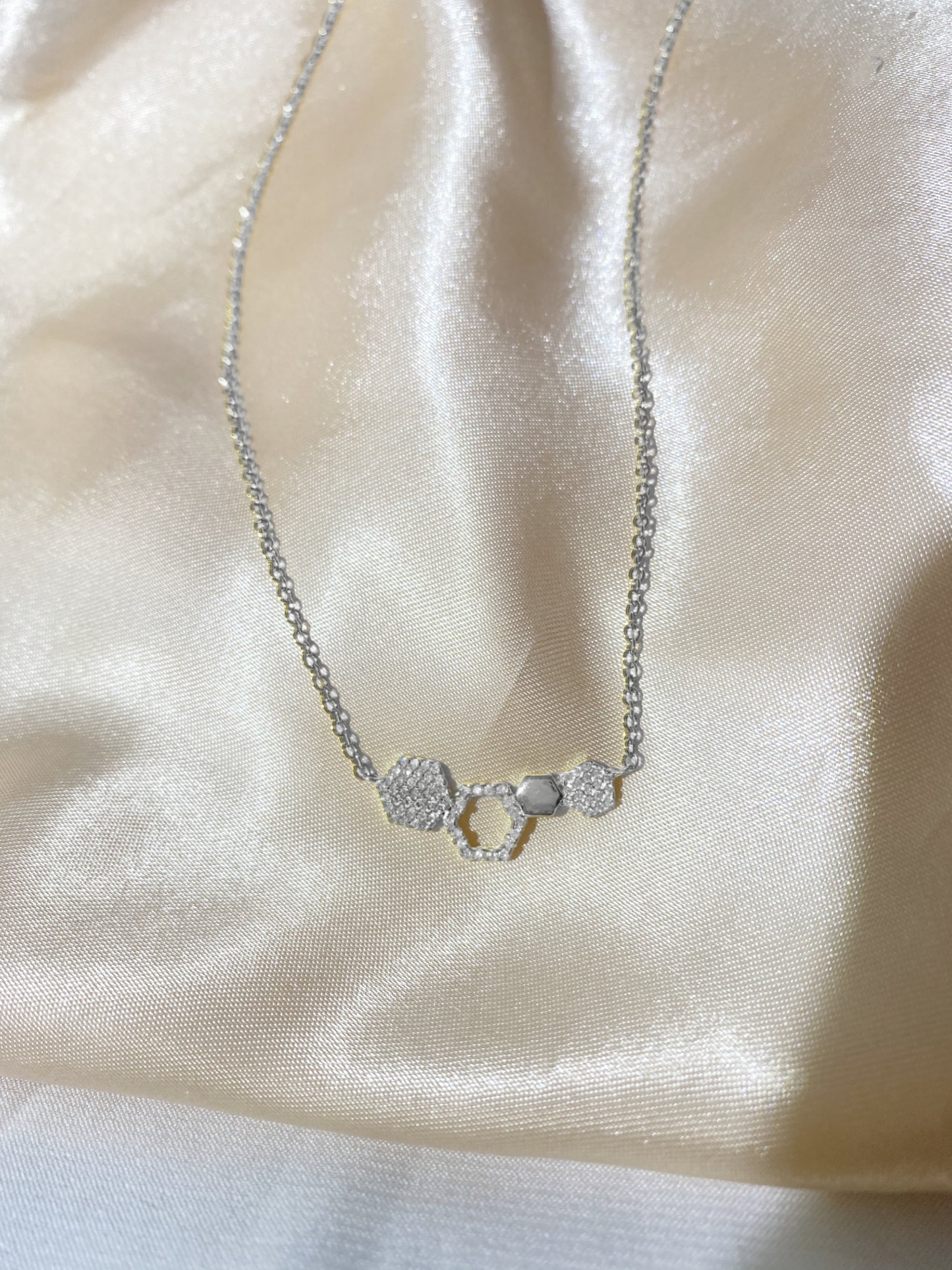 Sterling Silver Small Geometric Bar Necklace - HK Jewels